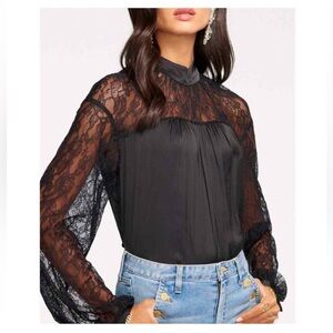 Ramy Brook Sorinda Lace Mock Neck Top sz S NWT